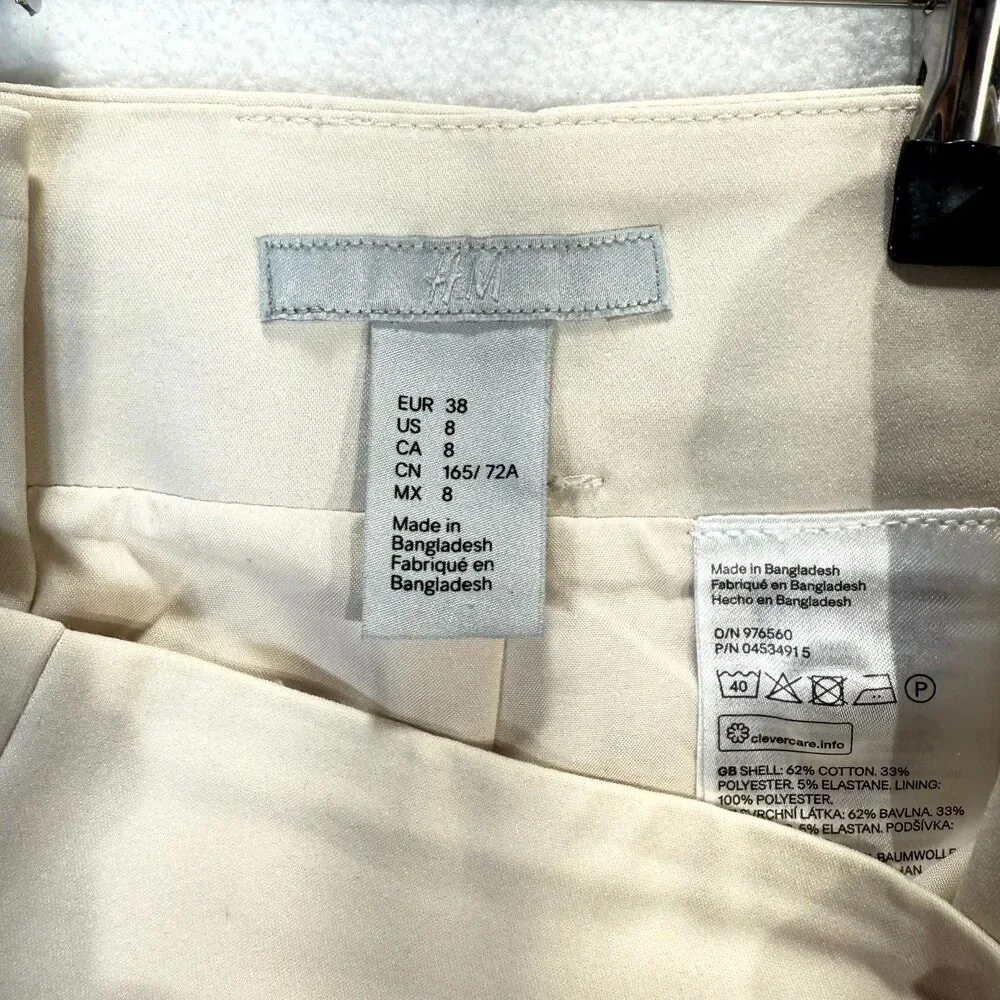 H&M‎ Cream Pencil Skirt Womens Size 8